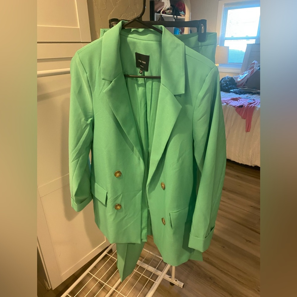 Green blazer and pants set